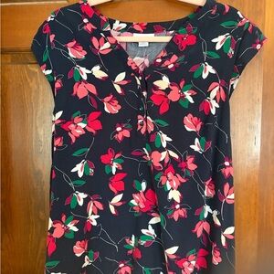 Liz Claiborne Navy Floral Blouse